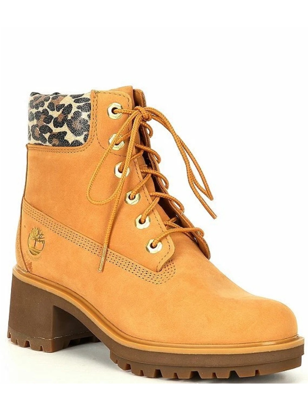 Timberland Kinsley 6" Waterproof Heeled Boots Wheat Leopard  Size 9